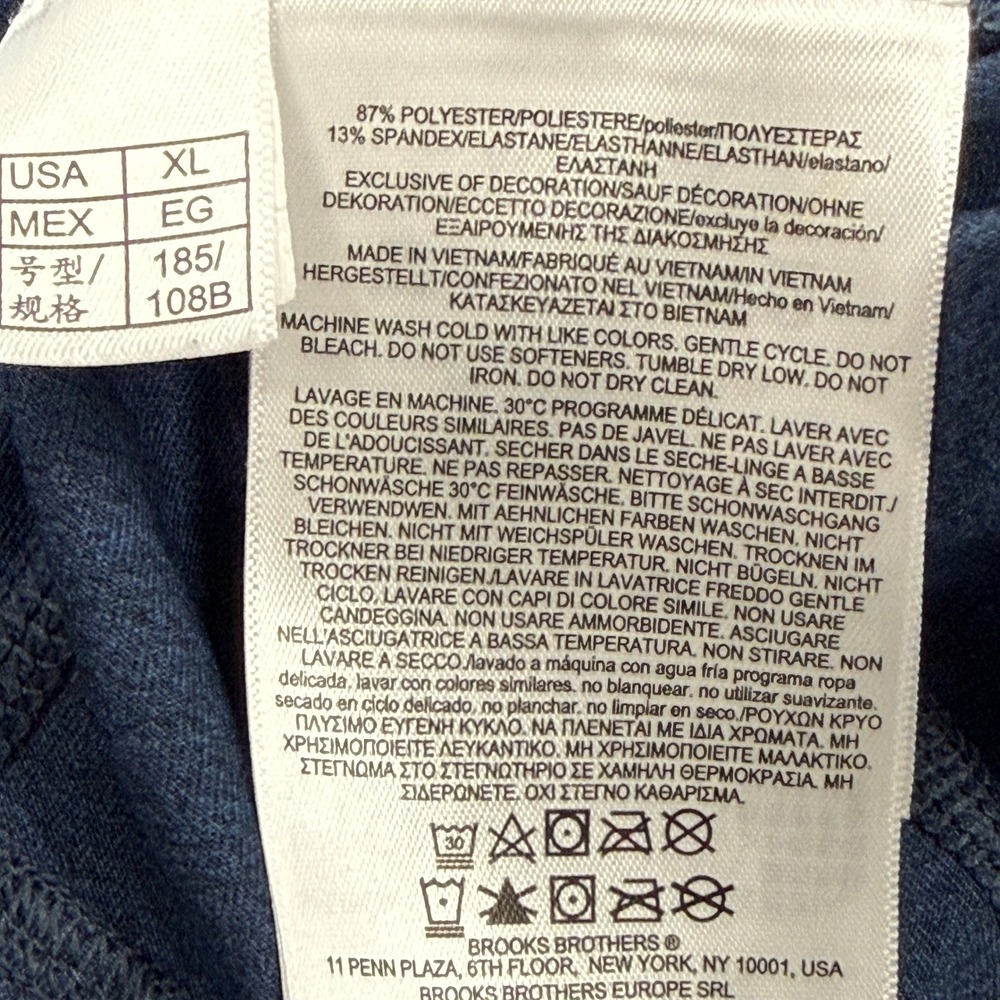 Brooks Brothers Performance Mens XL Navy Blue 1/4 Quarter Zip Pullover Stretch - Picture 7 of 9